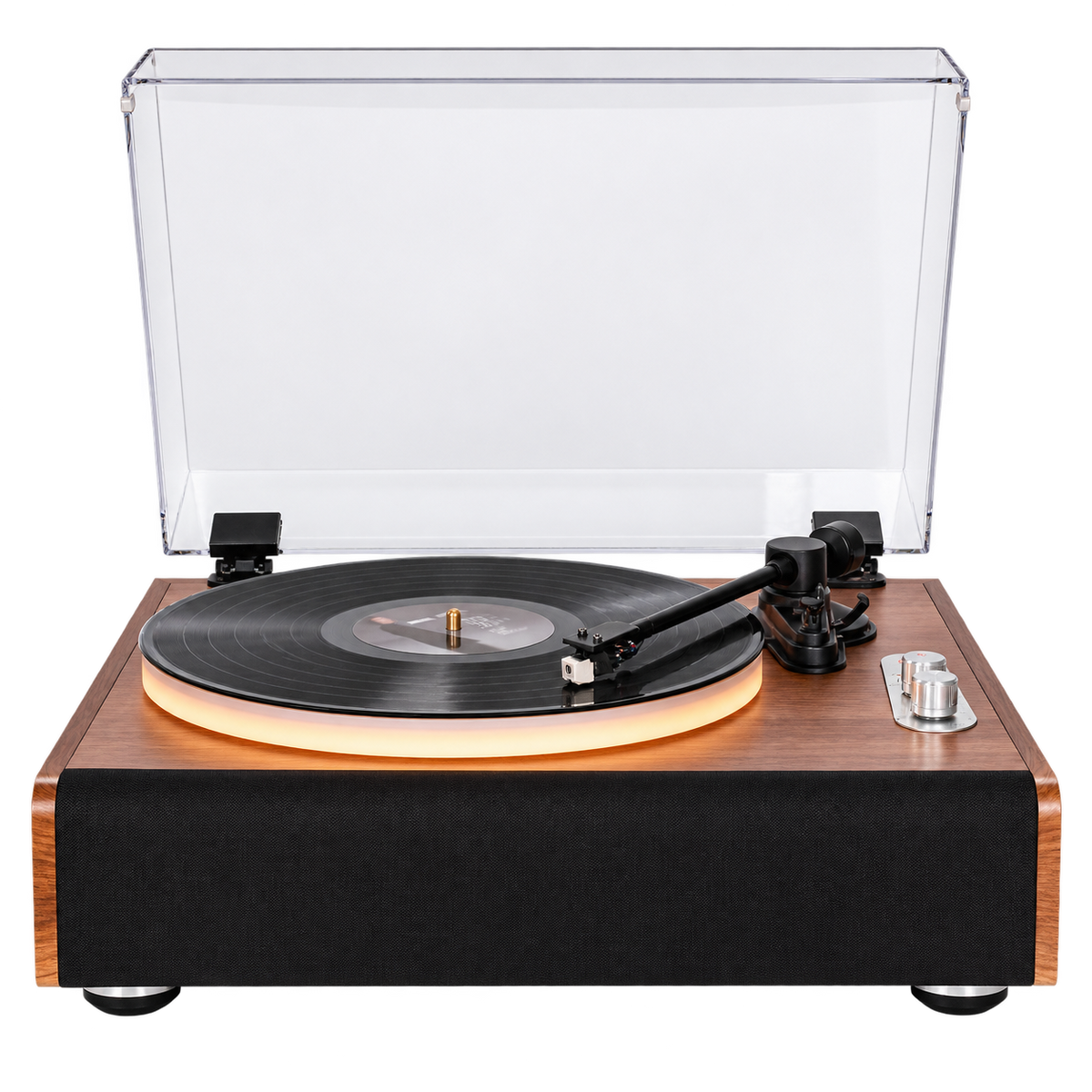 Platine vinyle Bluetooth Sillage à finition bois, capot transparent, vue 3