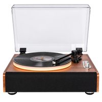 Platine vinyle Bluetooth Sillage à finition bois, capot transparent, vue 3
