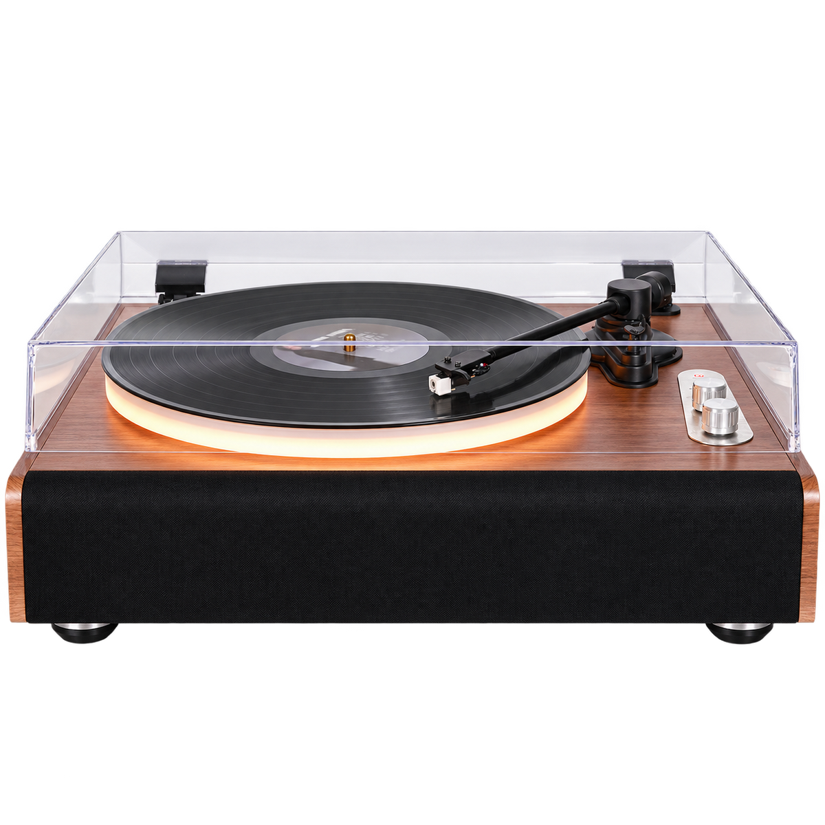 Platine vinyle Bluetooth Sillage à finition bois, capot transparent, vue 4