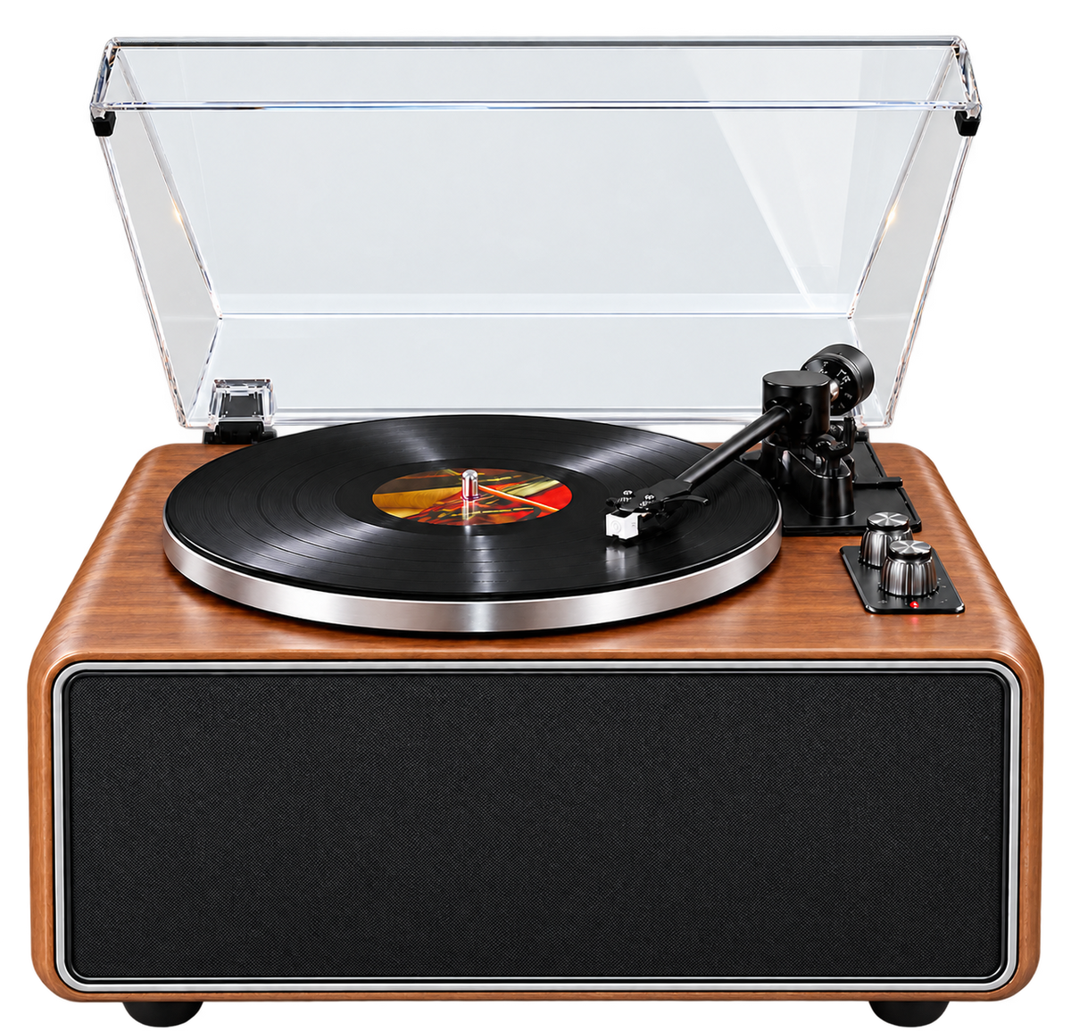 Platine vinyle Studio, vue de face, façade acoustique et quatre haut-parleurs