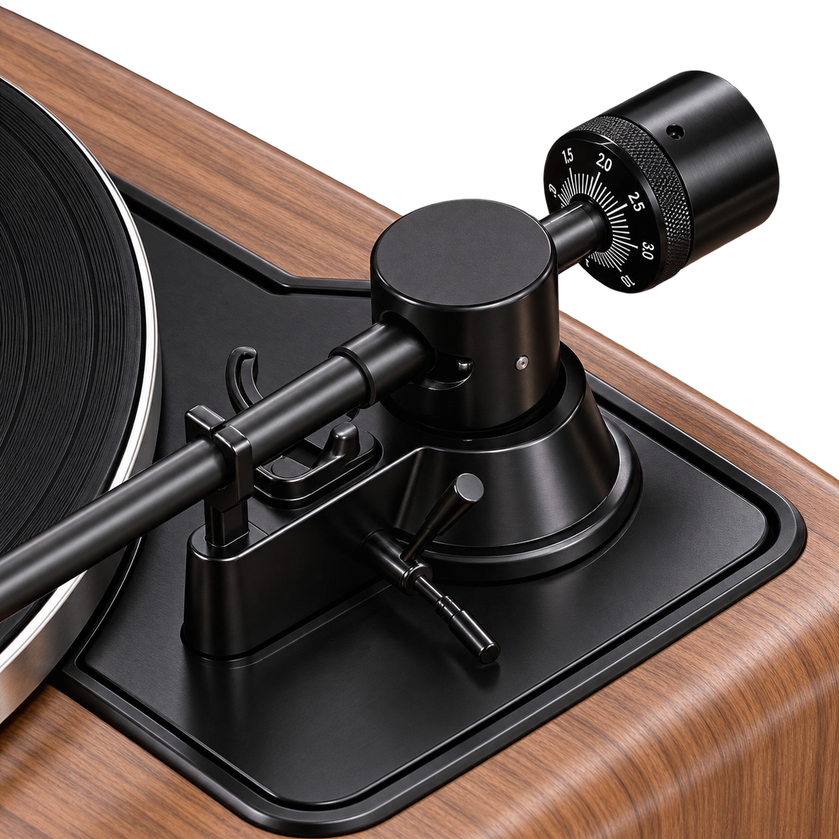 Détail du contrepoids réglable du bras de 8,6 pouces de la platine Studio
